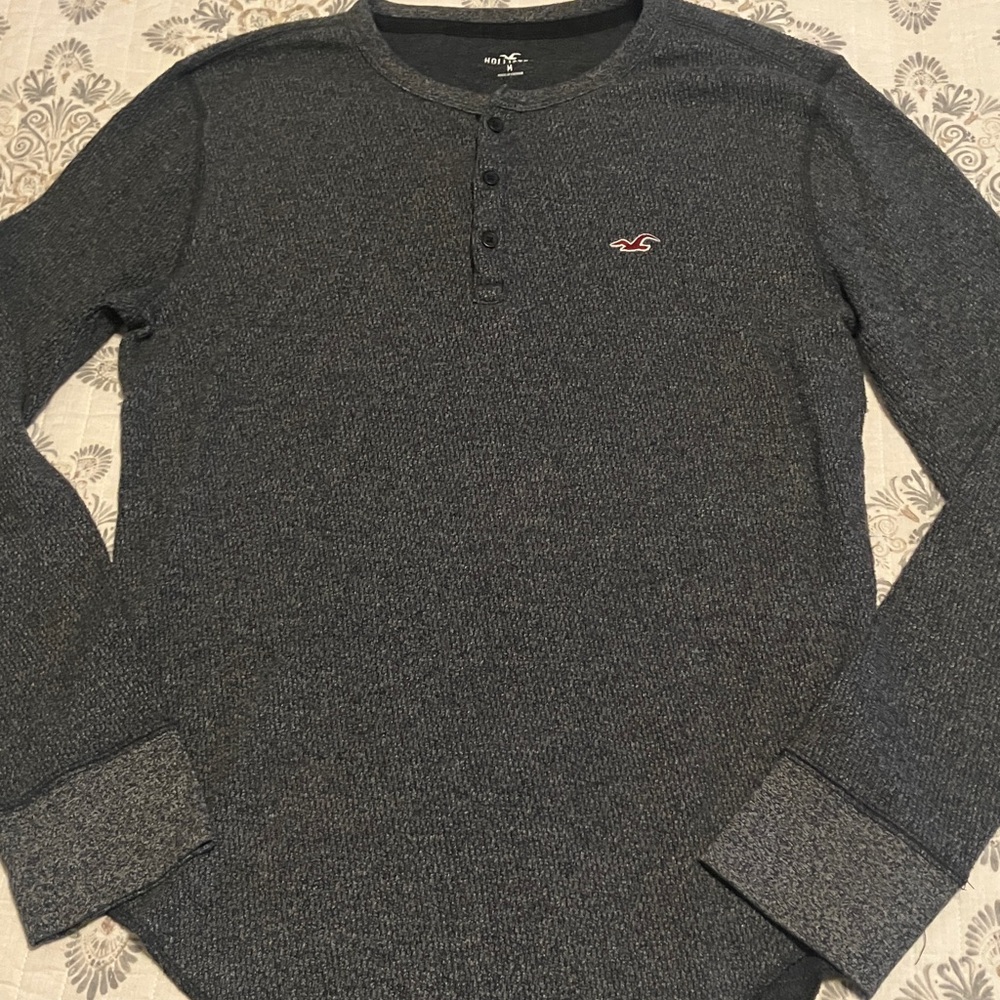 Hollister Dark Gray Long Sleeve Henley